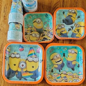 Minions Party Plates and Cups Set - Blue and Yellow